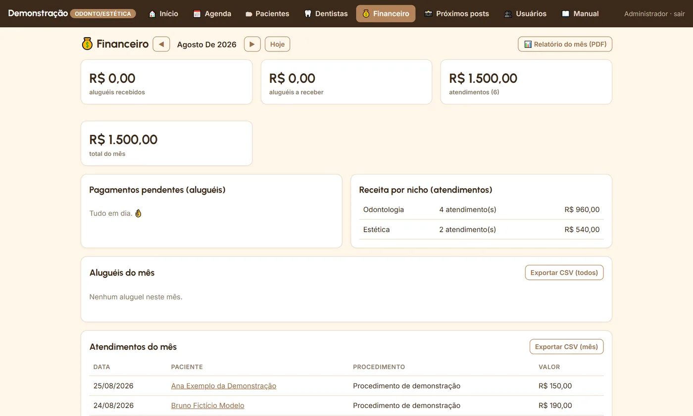 Aba financeiro com o mês somado